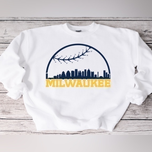 Gildan Tops - Milwaukee Brewers Skyline Crewneck